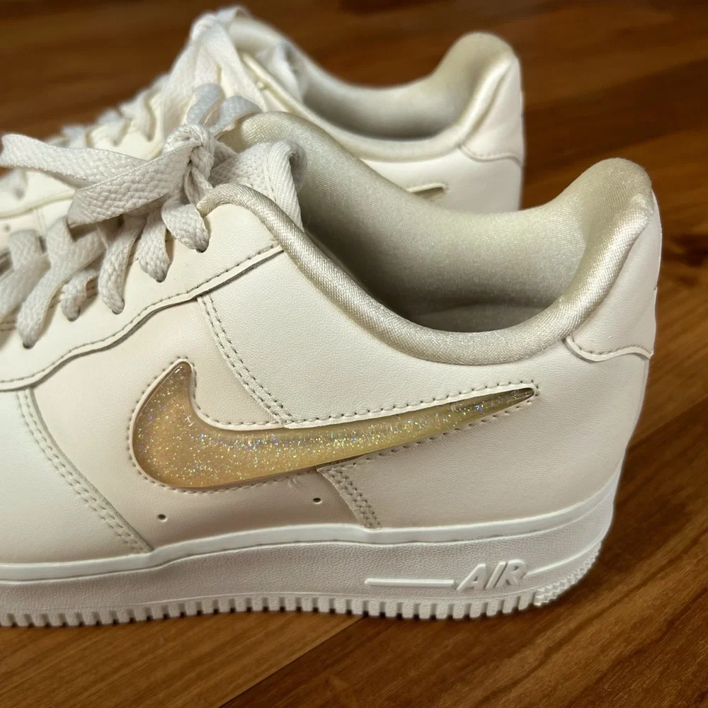 Nike | Women’s Pale Ivory Jelly Jewel Air Force 1 lace up sneaker, size 8.5
